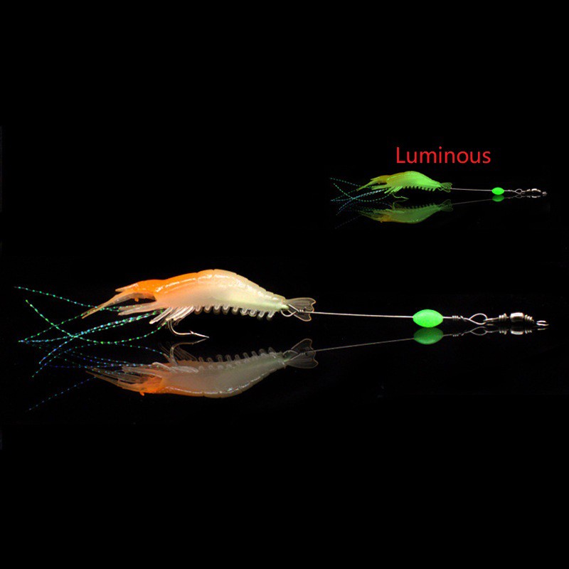 Shengyao 1Pcs Luminous Shrimp Bercahaya Udang Umpan Pancing 9cm/7g Fishing Lure Ikan Bass Wobbler Silikon Lembut Buatan Umpan Memancing Swimbait Tackle-5#