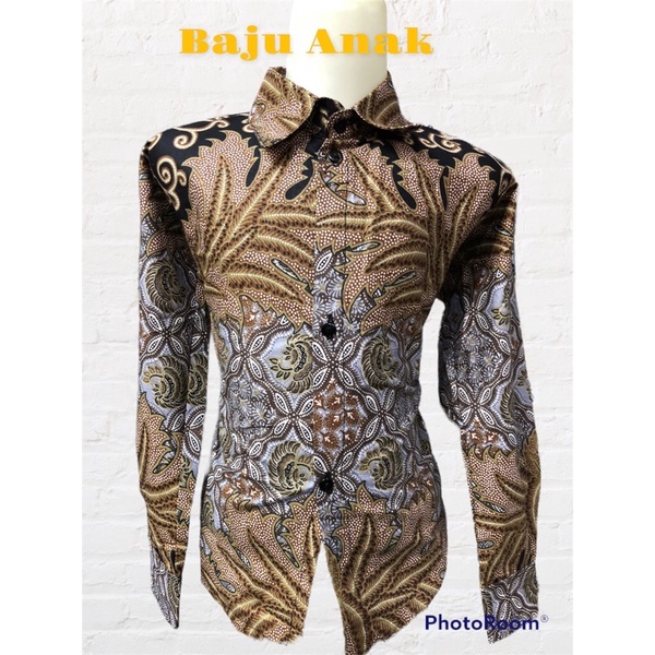 CH Baju Batik couple ayah dan anak,Baju Batik pria pasangan ayah dan anak,baju batik Pria lengan panjang lapisan furing hero,warna coklat,warna gold,kemeja batik kantoran,jumbo,batik modren,batik solo,batik kemeja lapisan furing