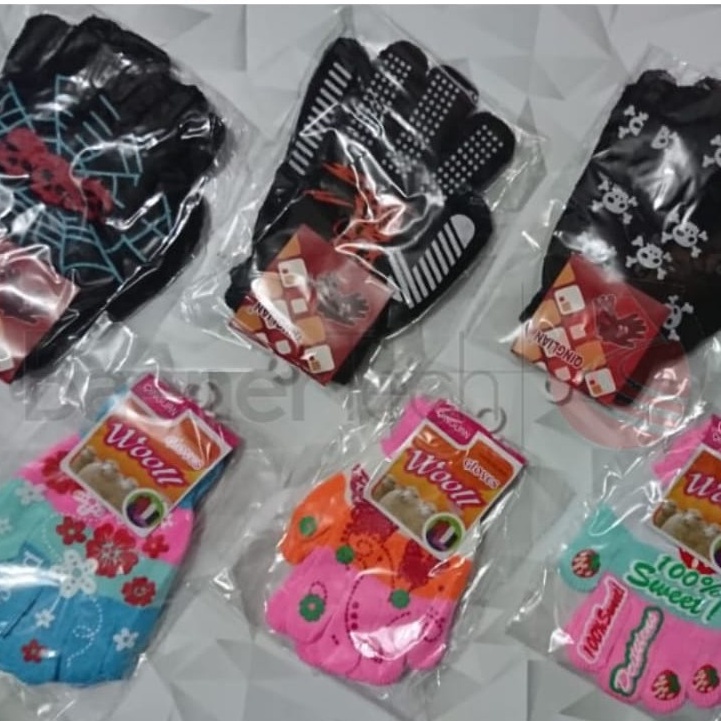 Sarung Tangan Anak Import (Usia 2 - 8 Tahun) random motif pilih warna