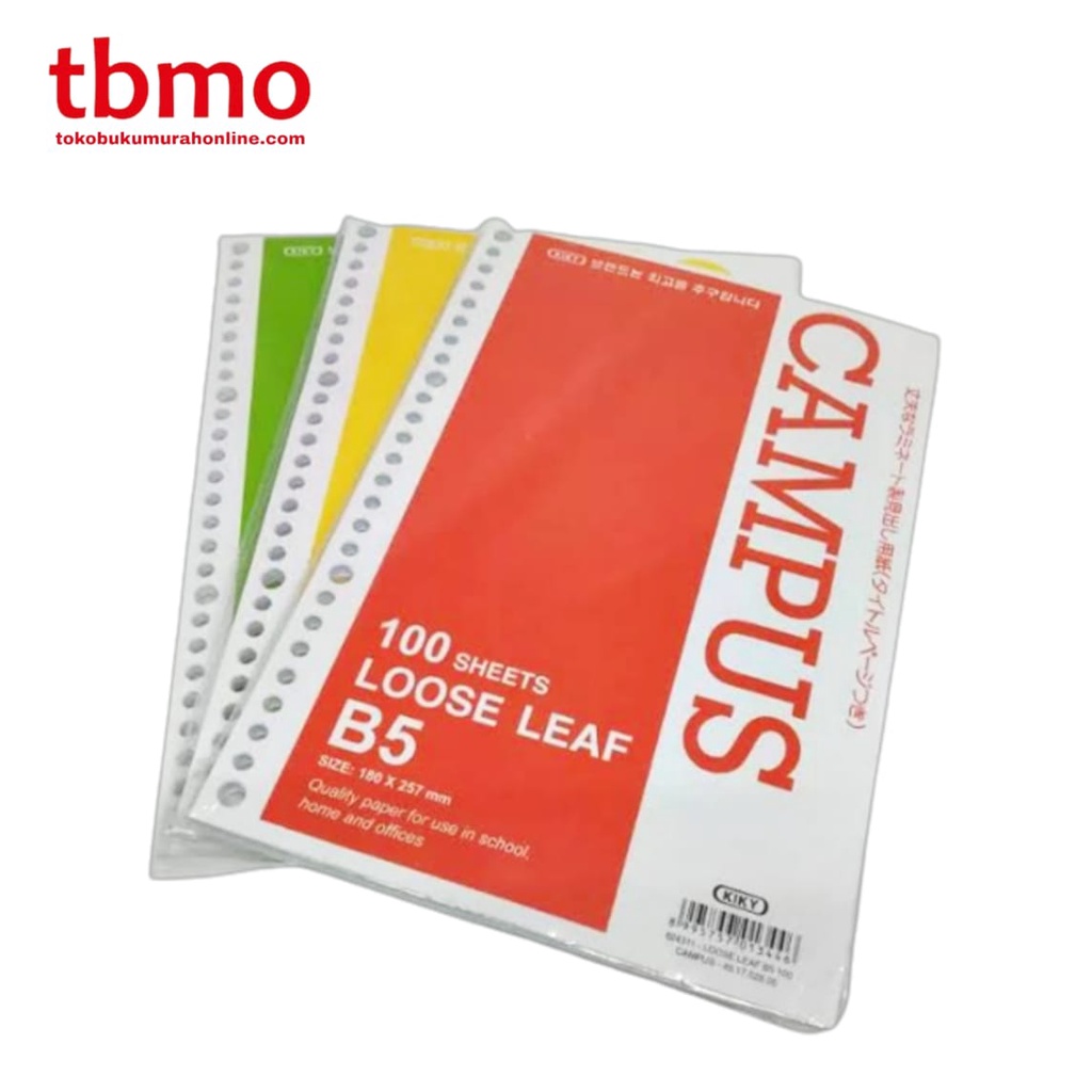 

TBMO LOOSE LEAF B5 ISI 100 LEMBAR KIKY 624311 / KERTAS BINDER GARIS