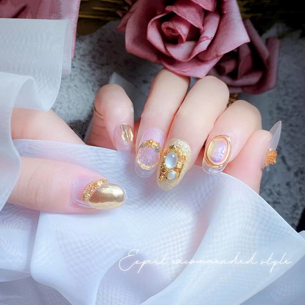 AUGUSTINA Dekorasi Nail Art Agustina Cangkang Alami Halus Aksesoris Manikur pearlescent Tiga Dimensi