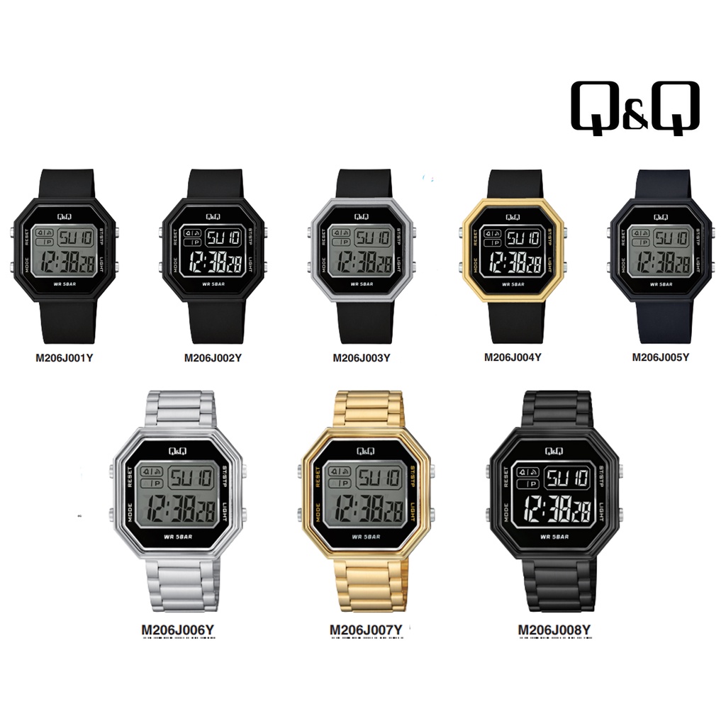 Jam Tangan Pria Stylist Sporty Casual Digital Original Q&amp;Q QnQ QQ M206 M206J Series