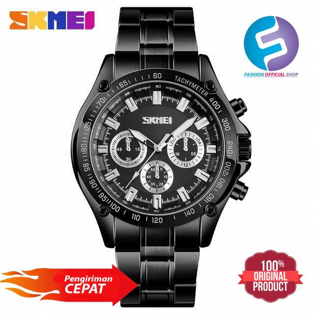 terlaris SKMEI Jam Tangan Analog Quartz Pria - 1366 [Hitam Hitam]