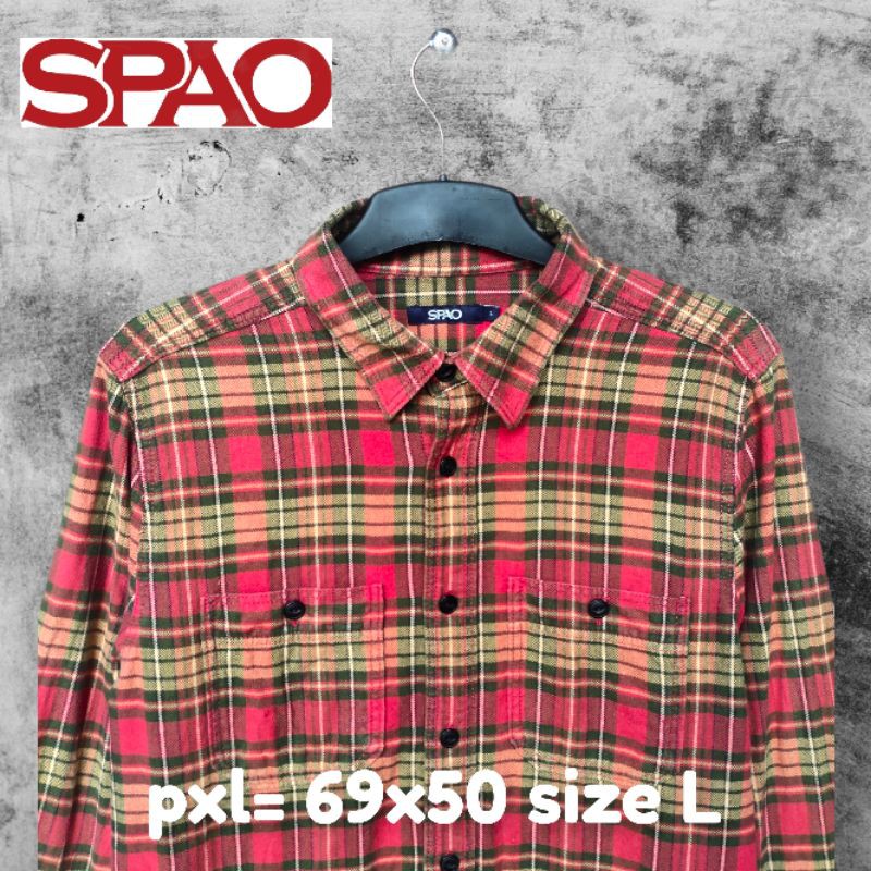 kemeja hem flanel lengan panjang spao second original