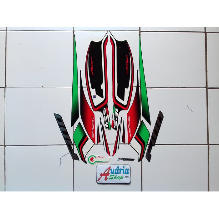 Striping Stiker Motor Yamaha Fino Sporty 2016 Hitam-Hijau