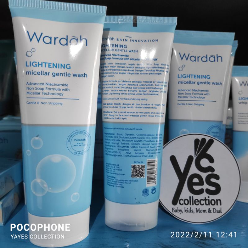 Wardah Lightening Micellar Gentle Wash 100 ml Whip Facial Foam 50 ml Sabun Cuci Muka Pembersih Wajah Kulit Normal Kering Berminyak