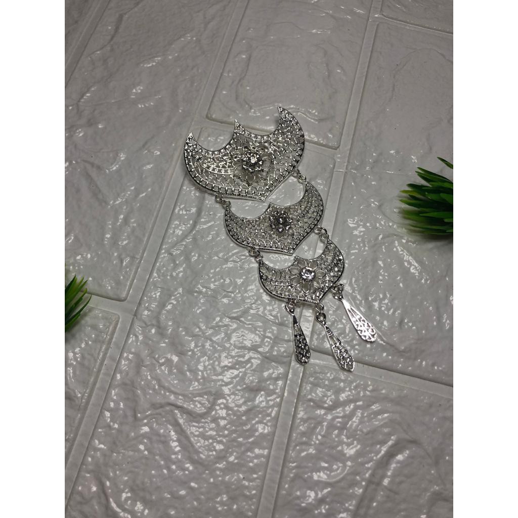 Bross Kebaya Rumbai Silver / Bross Kebaya 3 susun / Bross Kebaya Cantik / Murah