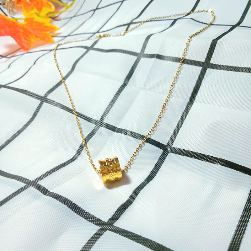 Kalung Titanium Liontin Model Tabung Wanita Korea