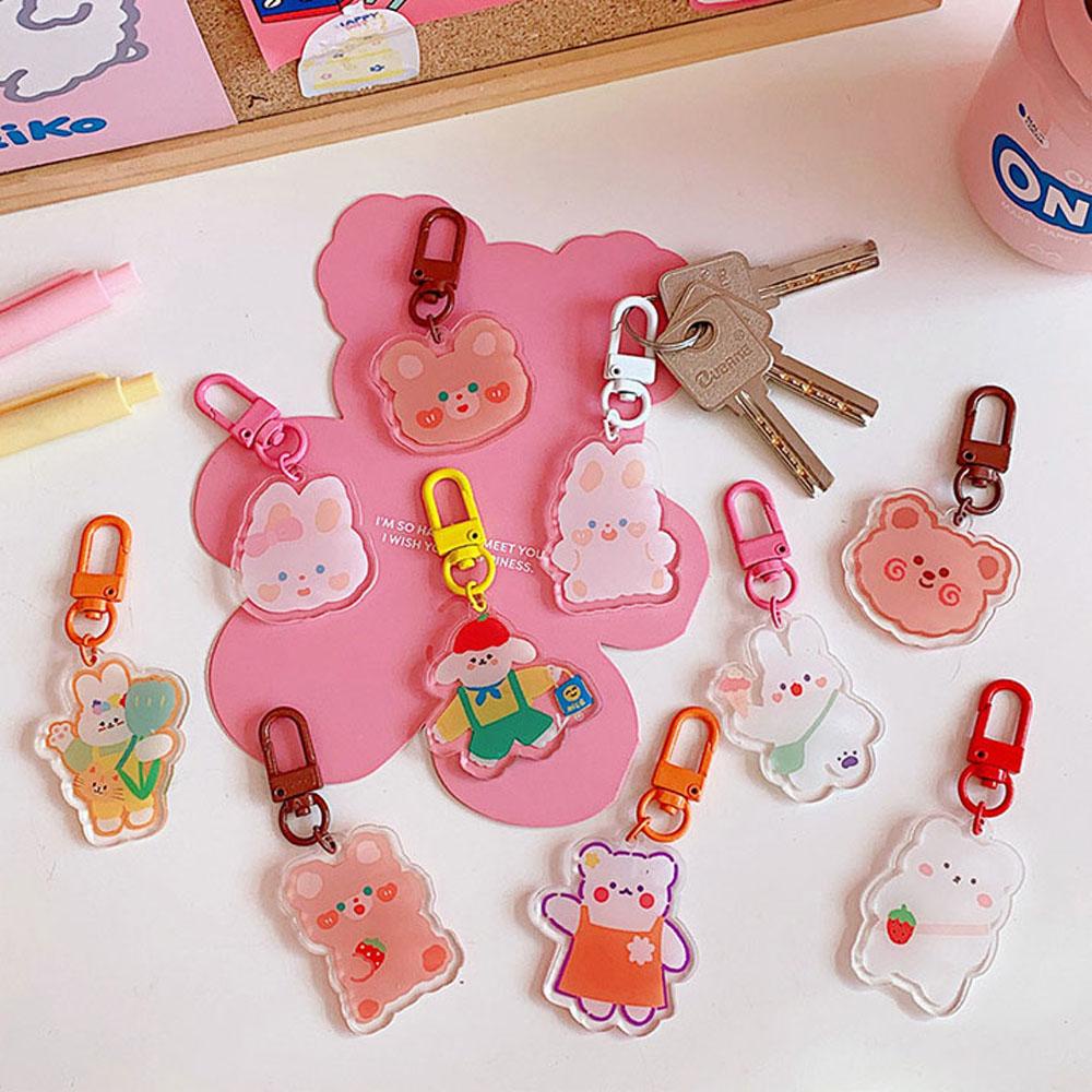 Lanfy Gantungan Kunci Lucu Kawaii Liontin Kelinci Kartun Beruang Keyfob