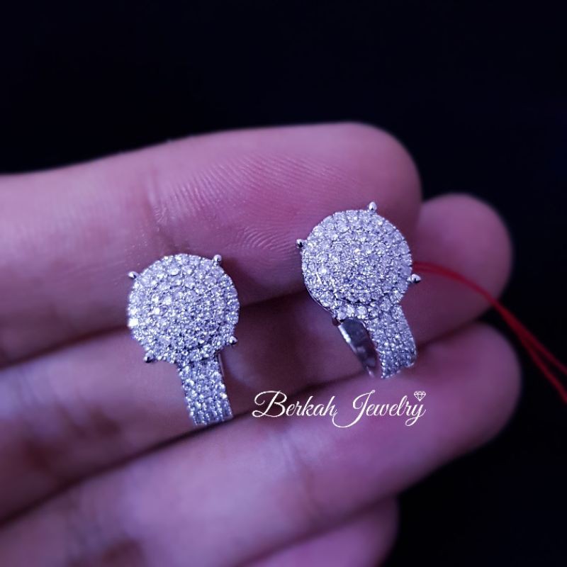 Anting Giwang Emas Putih Berlian Asli Natural Diamond