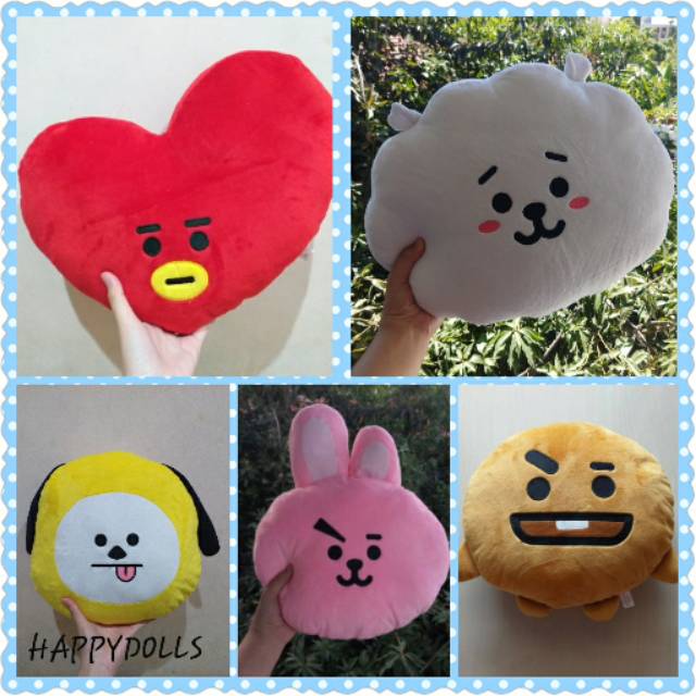 Bantal boneka bts bt21/bantal kpop tata,chimmy,cooky,rj,shooky/boneka karakter BT21 BTS unofficial