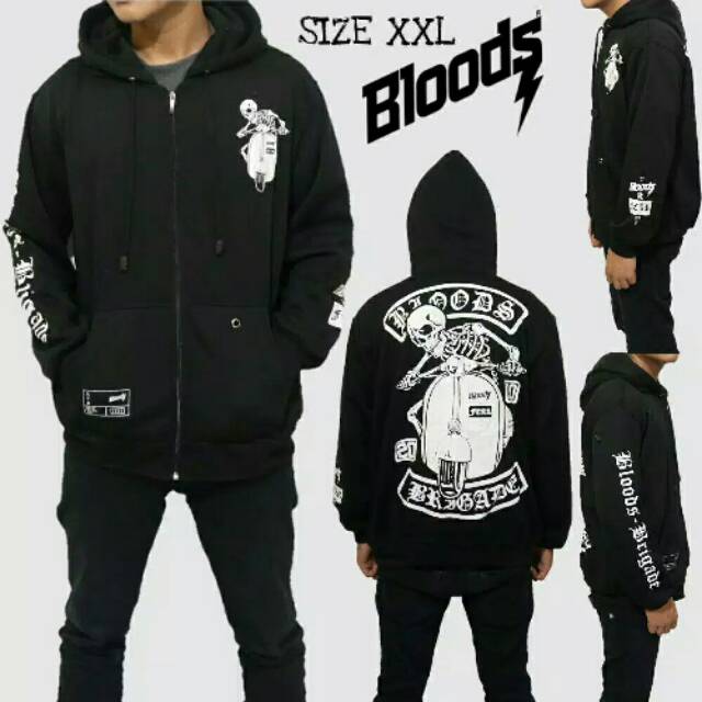 BEST SELLER Febrianstore2_ - Jaket Bloods Brigade Tengkorak Jaket Pria / Jaket Wanita Hoodie Sweater