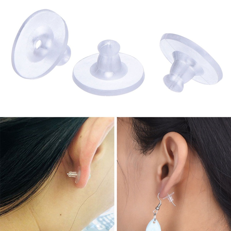 SIY  100 Pieces Soft Clear Earring Backings Silicone Rubber Safety Back Pads Backstops Replacement for Earring Studs Hoop DIY