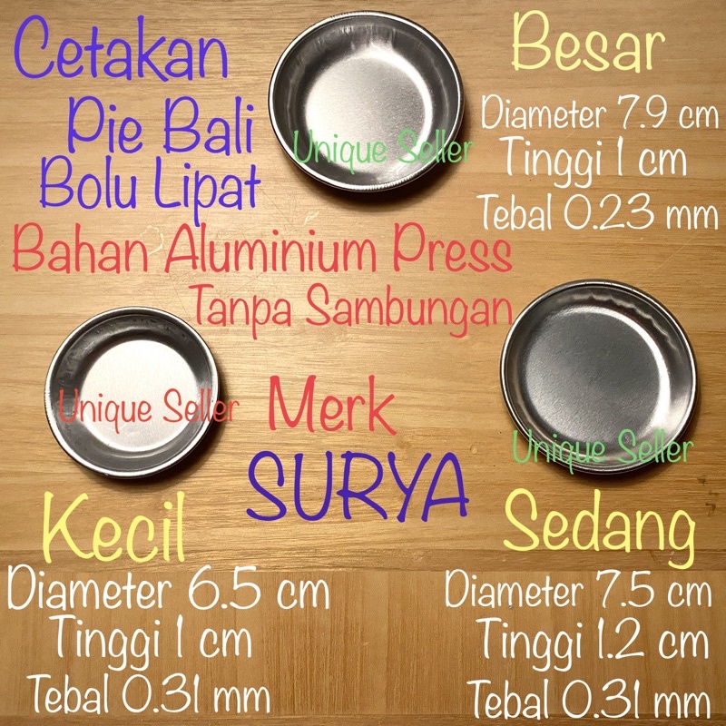 Cetakan Pie Susu Bali SURYA isi 12 pcs / Cetakan Pai Susu 7 cm / Cetakan Pizza Mini 7.5 cm / Cetakan Pie Susu Tebal 7,5 cm / Cetakan Pie Susu Mini / Lepek Sambel Saos / Cetakan Pie Susu Bali Aluminium