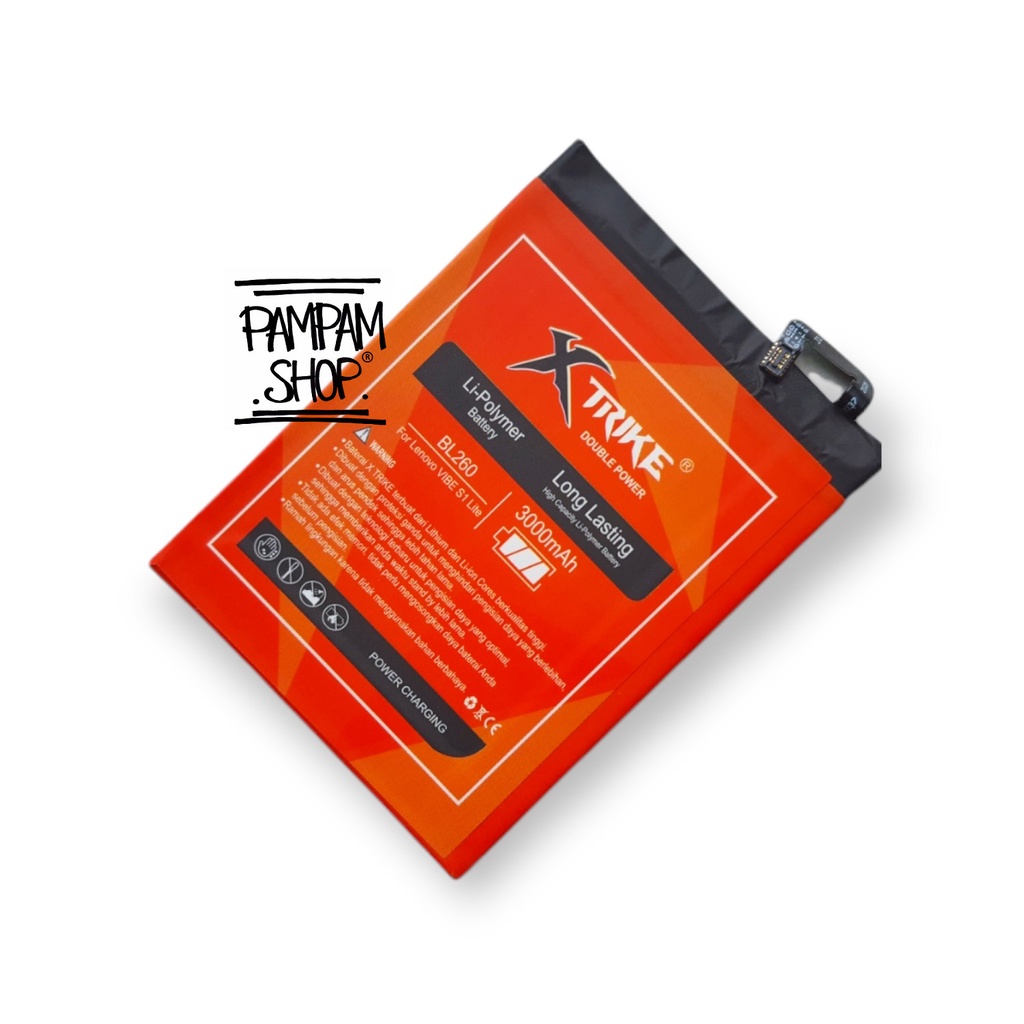 Baterai XTRIKE Double Power Original Lenovo Vibe S1 Lite S1A40 BL260 BL250 Batre Batrai Battery Ori Handphone HP