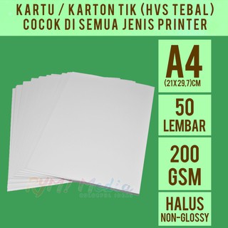 Kartu TIK 200 gsm A4 isi 50 lbr / Kertas HVS BC Tebal Halus Brief Card 200 gram For Inkjet Printer