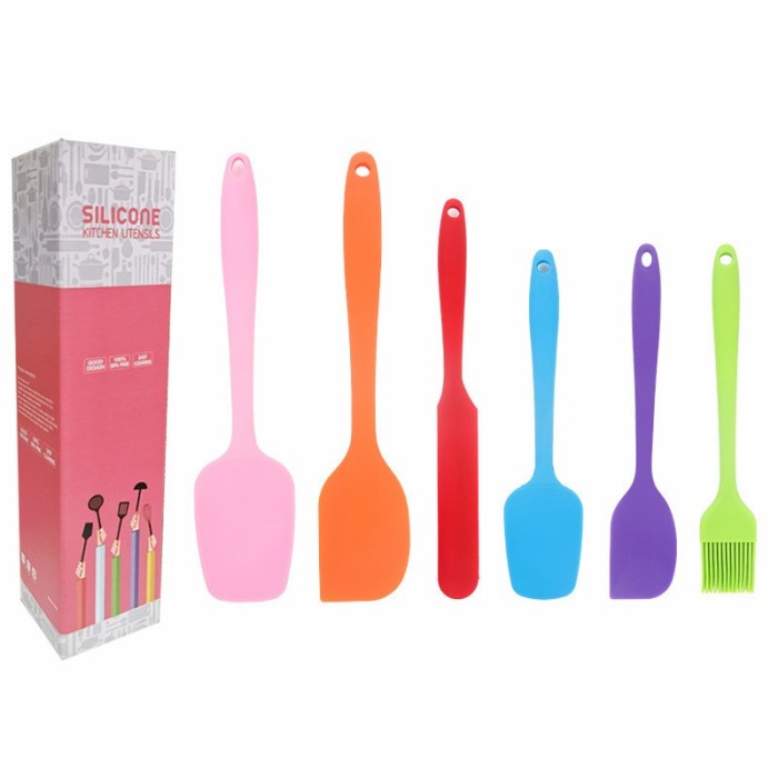 silicone spatula Set 6pcs Silicone spatula tahan panas tanpa sambungan/ spatula kecil