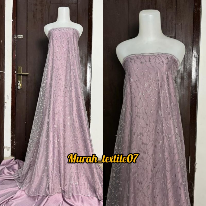 Kain Tile Akar Mutiara /bahan kebaya Tulle padi harga Persetengah meter