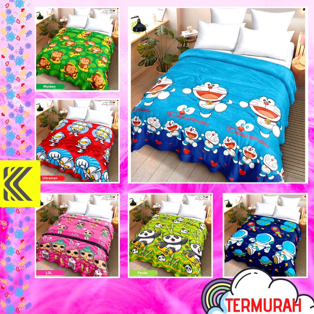 SELIMUT BULU LADY ROSE KARAKTER KARTUN - SELIMUT LADYROSE - SELIMUT BULU LADY ROSE UKURAN 160x200 - SELIMUT BULU LADY ROSE UKURAN 160x200 - POLYESTER ADEM KAMAR TIDUR HANGAT