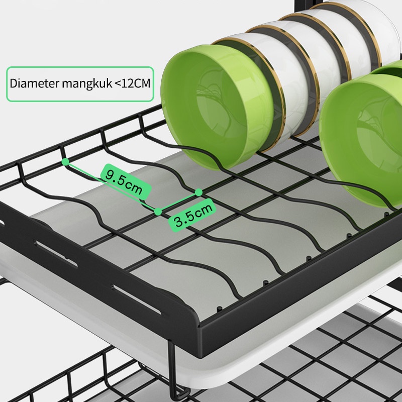 Rak Dapur Rak Piring Gantung Rak Dinding Rak Gantung Besi Anti Karat Rak Penyimpanan Mangkuk