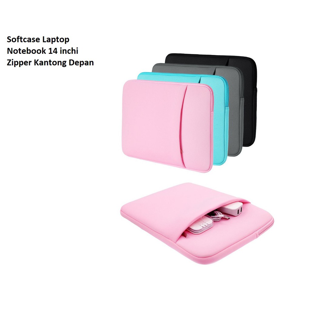 PL02 Softcase Laptop Notebook Asus 14 inchi Murah Zipper Kantong Depan Leptop Soft Case Anti Gores