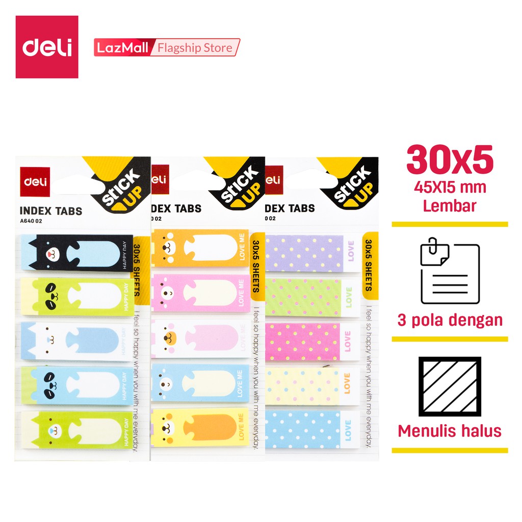 

Deli Memo Indeks / Index Tabs Sekolah 5×30sheets 5 Patterns - Perekat yang kuat dan tahan EA64002