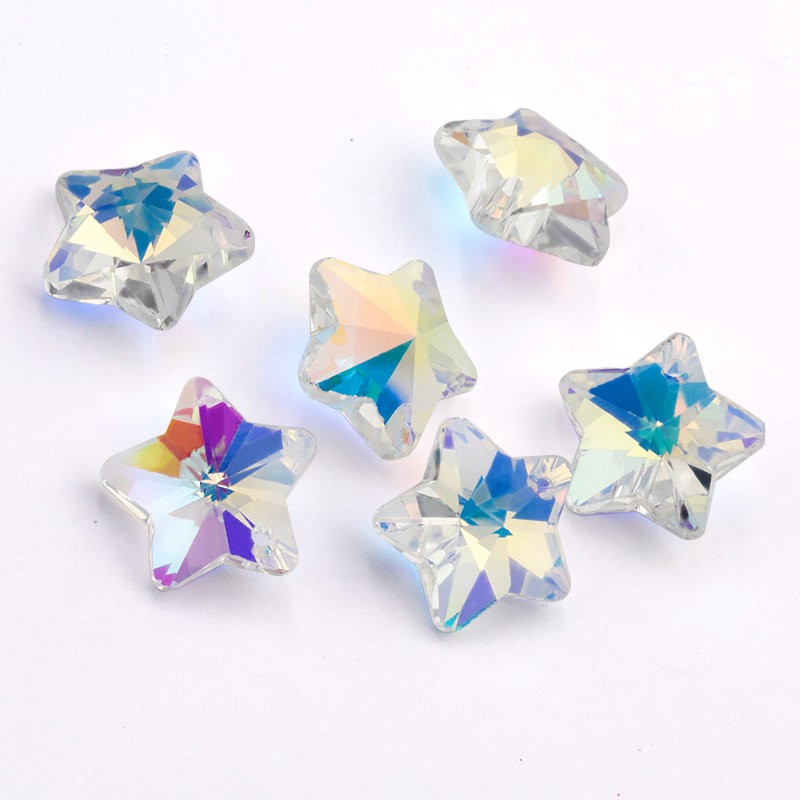 28pcs/pack 14mm kristal pentagram pendant kaca bintang beads untuk membuat Perhiasan DIY