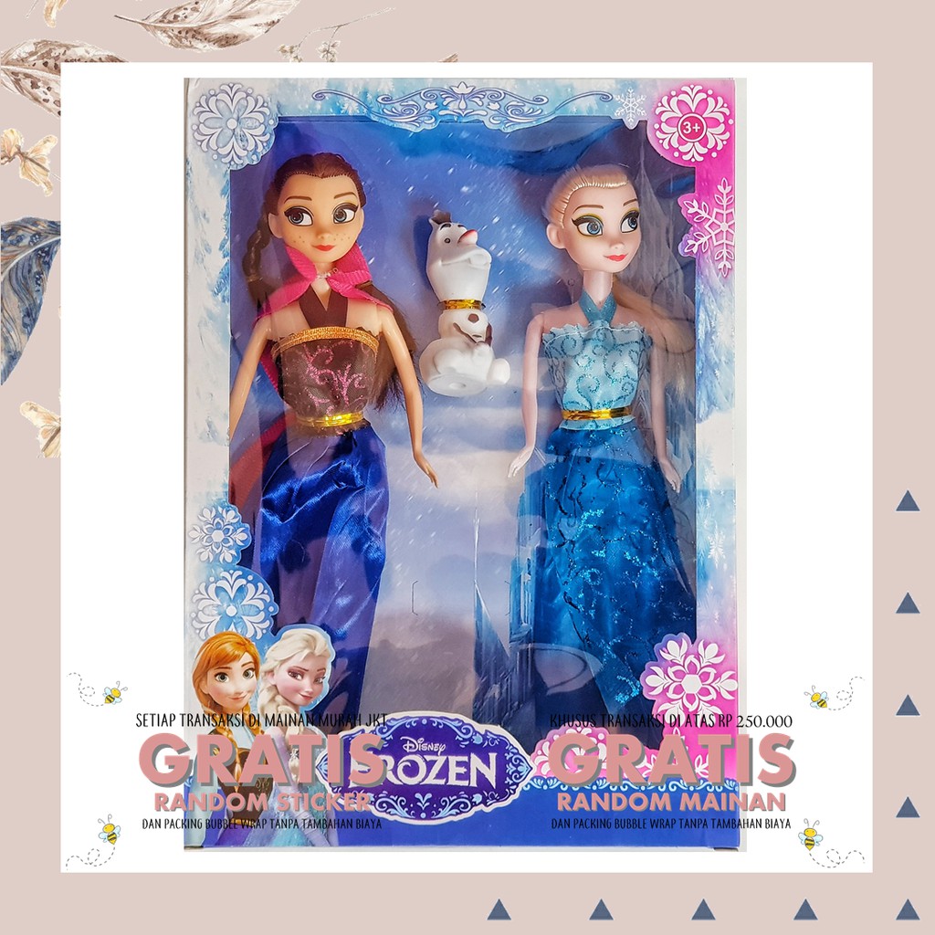  MAINAN  ANAK PEREMPUAN BONEKA FROZEN  2 ELSA ANNA OLAF DUS 