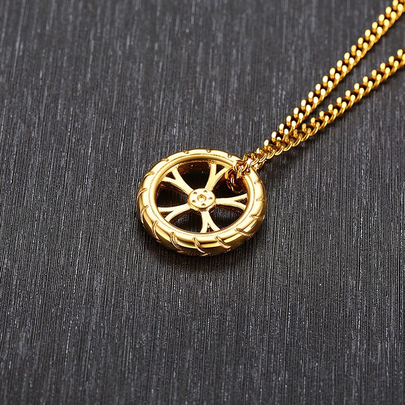Kalung Liontin Ban Bahan Baja Gaya Hip Hop Untuk Pria