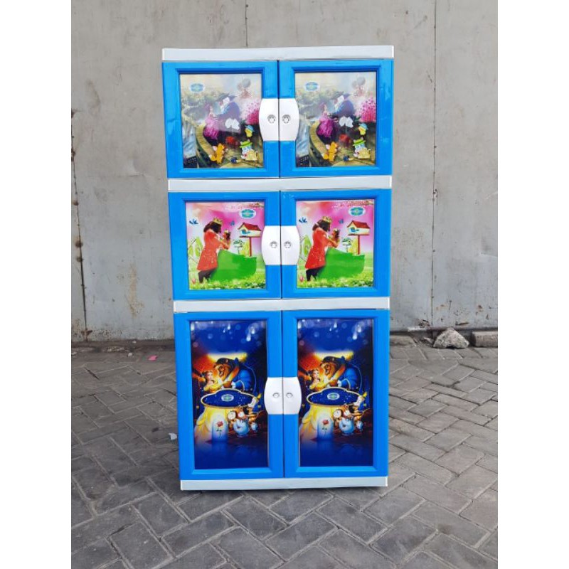 Lemari Plastik/ Lemari Pakaian Susun 4 Kunci Gambar Apollystar Modern 1TD 2SD