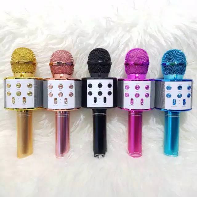 Mic Karaoke Bluetooth Ws 858 Microfon Original ws858 Wireless Portable ws-858 Smule Banyak Warna dan Mode Suara dapat diatur dan disesuaikan