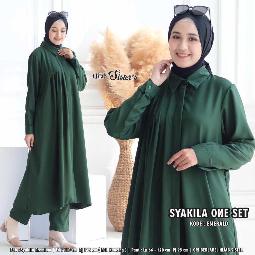 Setelan Celana Wanita Long Tunik Polos Syakila One Set Jumbo LD 110
