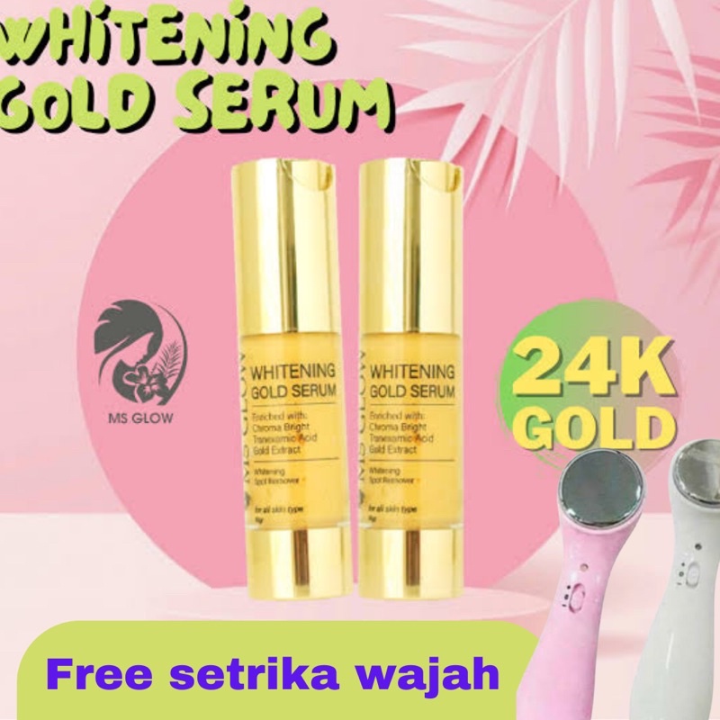 MS GLOW - (original) serum gold whitening + free setrika wajah
