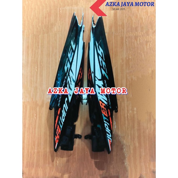 Cover Body Jupiter MX new hitam Striping Putih Orange 2014 / Body MX new hitam strip putih