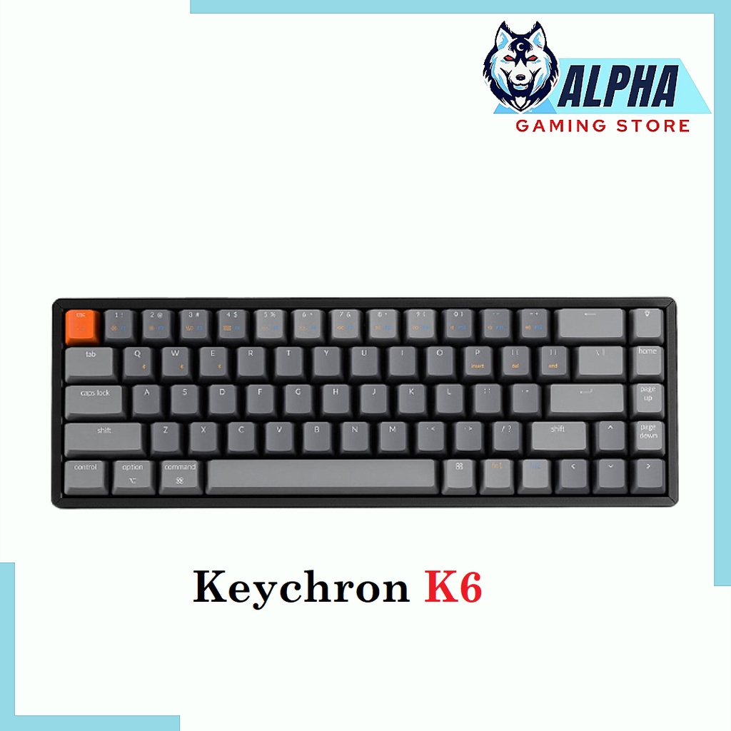 Keychron K6 Keyboard Mekanik Nirkabel 65% - Hitam/Abu-abu