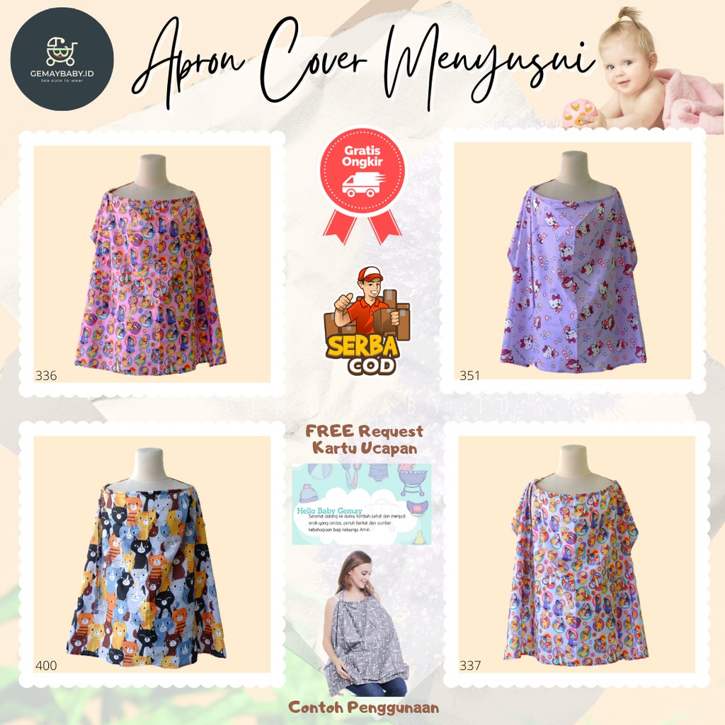 Celemek Apron Menyusui Bayi Cover ASI Tutup Tetek Menyusui Bayi Gemay Apron Menyusui Model Melingkar