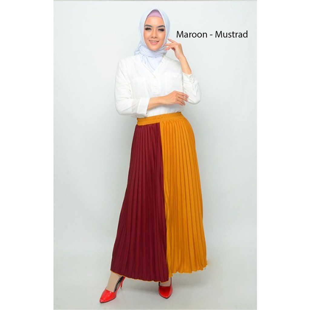 Rok Plisket - Rok two tone Umbrella Kombi Warna