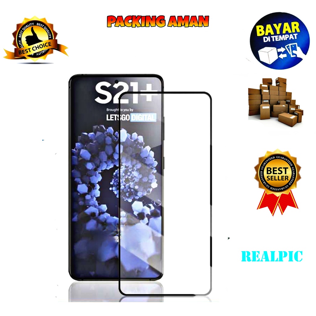 Tempered Glass Samsung Galaxy S21 Plus Full Cover / Full Screen Protector Anti Gores