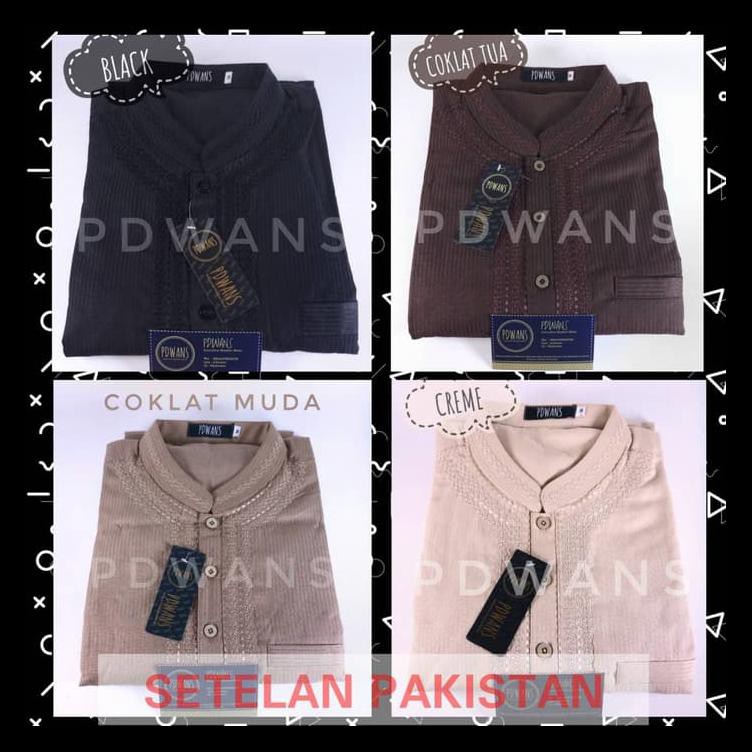 Baju Koko Setelan Pakistan Dewasa Muslim Celana & Baju Gamis Warna - Putih Tulang, L Terjamin