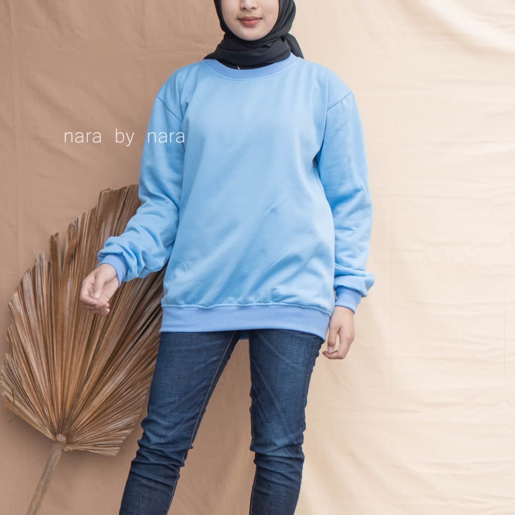 Nara Grosir - Basic Sweater l Sweater Polos l Sweater Pria dan Wanita-Sky Blue