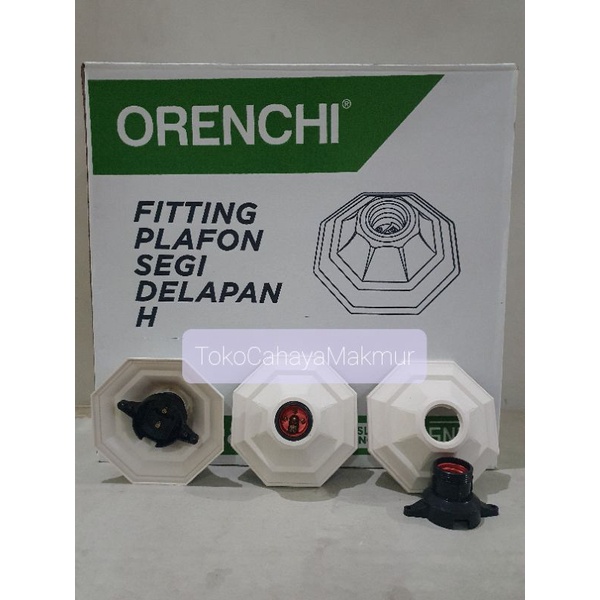 Orenchi Fiting/Rumah Lampu/Fitting Plafon Segi 8 Terminal Kuningan