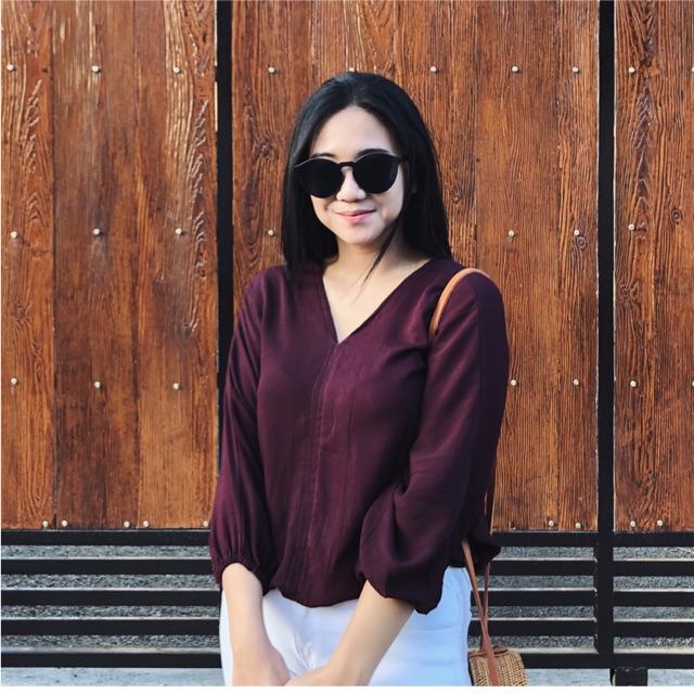 Jual DEA OVERSIZED BLOUSE | BLOUSE V-NECK WANITA | DOMINICA ATASAN