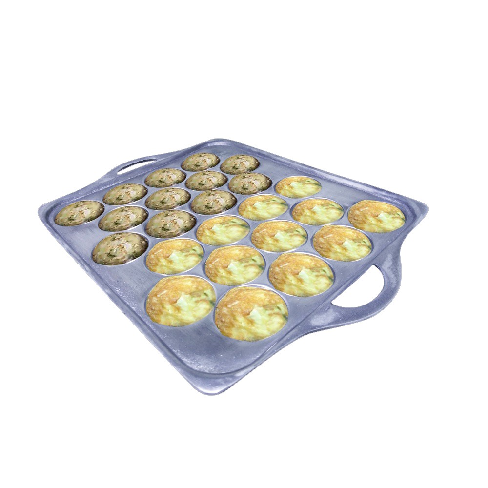 Cetakan Telur Goreng Mini 24 Lubang aluminium tebal - Cetakan Telur Puyuh / Cetakan takoyaki murah