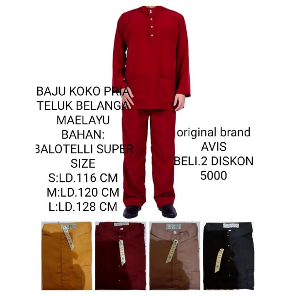 Jual Baju Koko Melayu Teluk Belanga Baloteli Super Baju Melayu Pria Koko Baju Kurung Malysia 