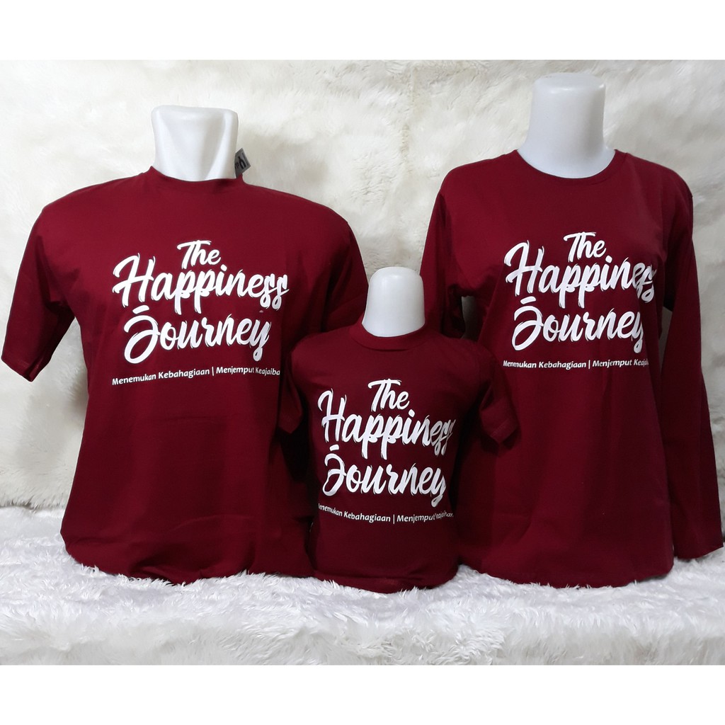 Kaos couple sarimbit keluarga oblong The Happinness Marun