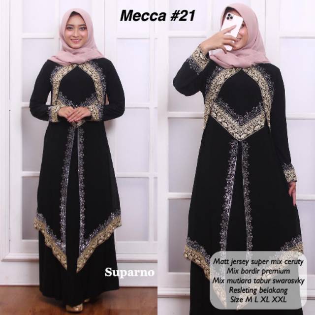 mecca#21 gamis abaya hitam bordir ori