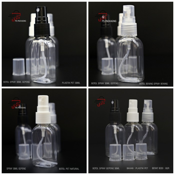 Botol plastik pet spray 30ml kotak - NATURAL - PSP