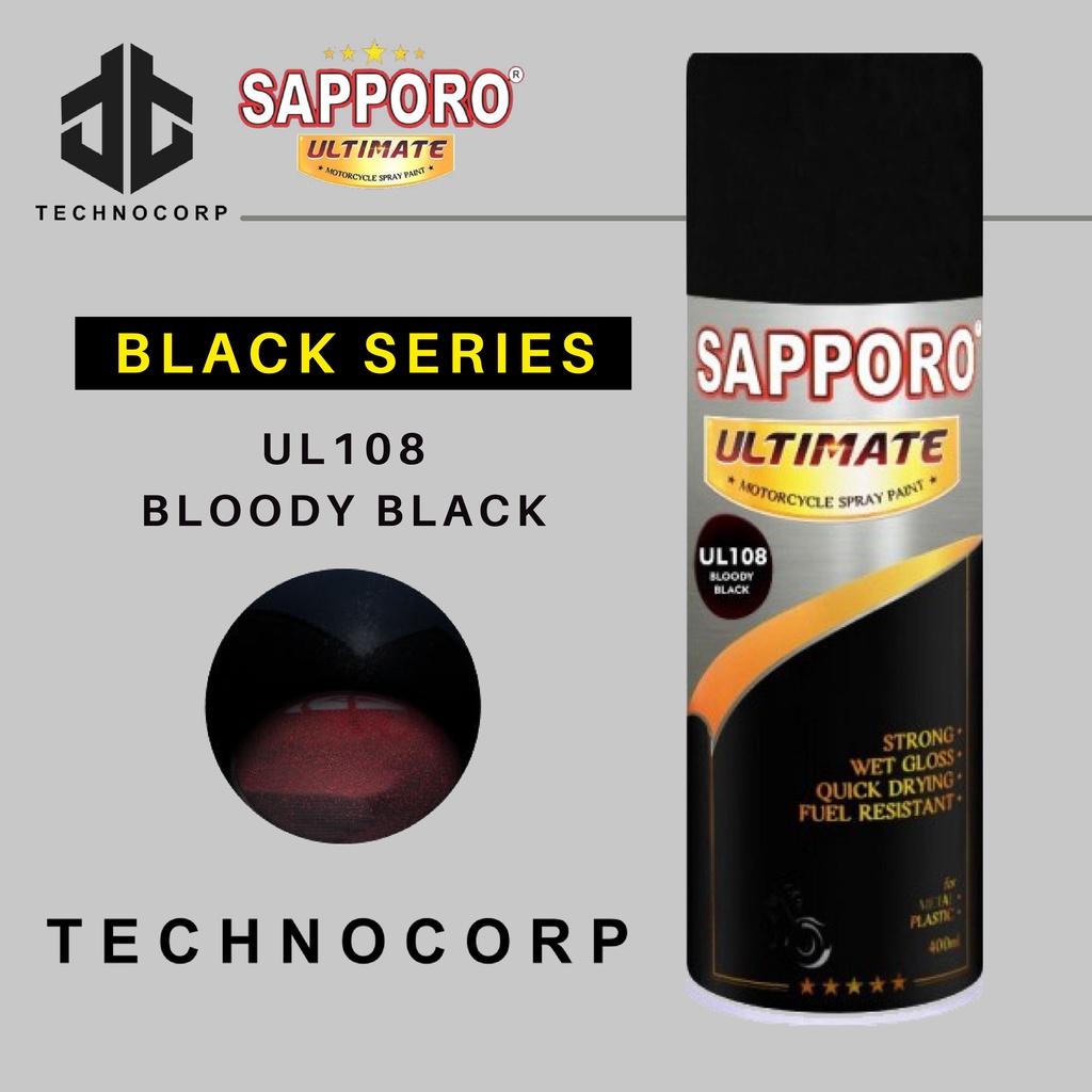 

Cat Semprot SAPPORO ULTIMATE UL108 BLOODY BLACK / BLACK SERIES RED