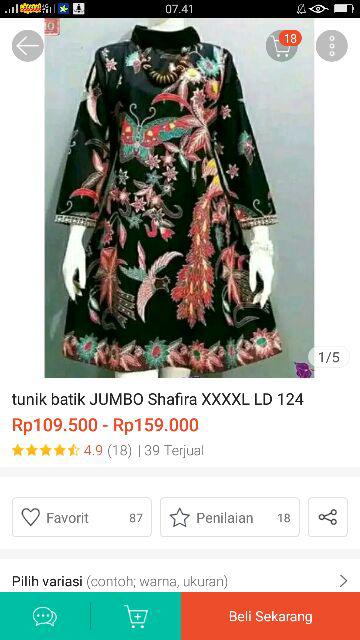 Tunik Batik Super Jumbo Shafira  Ld 136 Cm