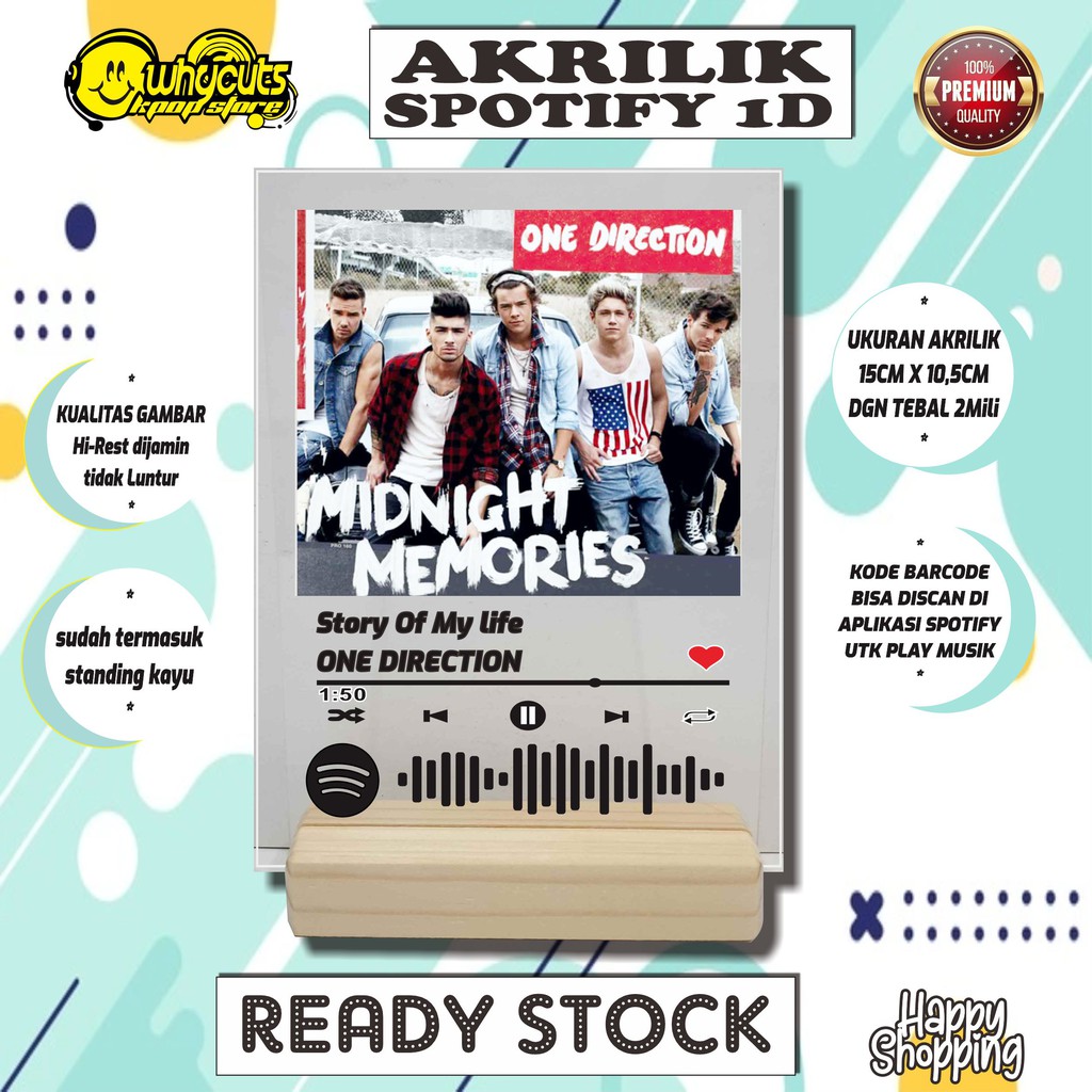 AKRILIK SPOTIFY ONE DIRECTION (READY STOK)